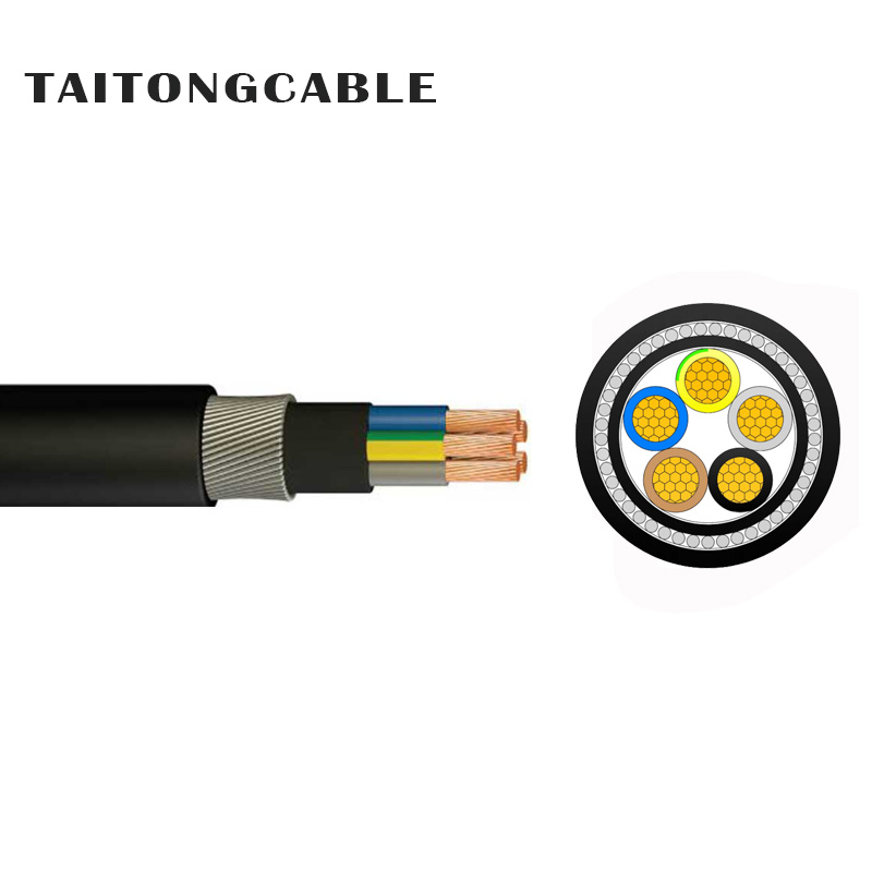 Tentsio baxuko 2-5-nukleoko kobrezko eroaleak SWA-blindatutako XLPE isolatuta dauden PVC-estalduradun elikatze-kableak